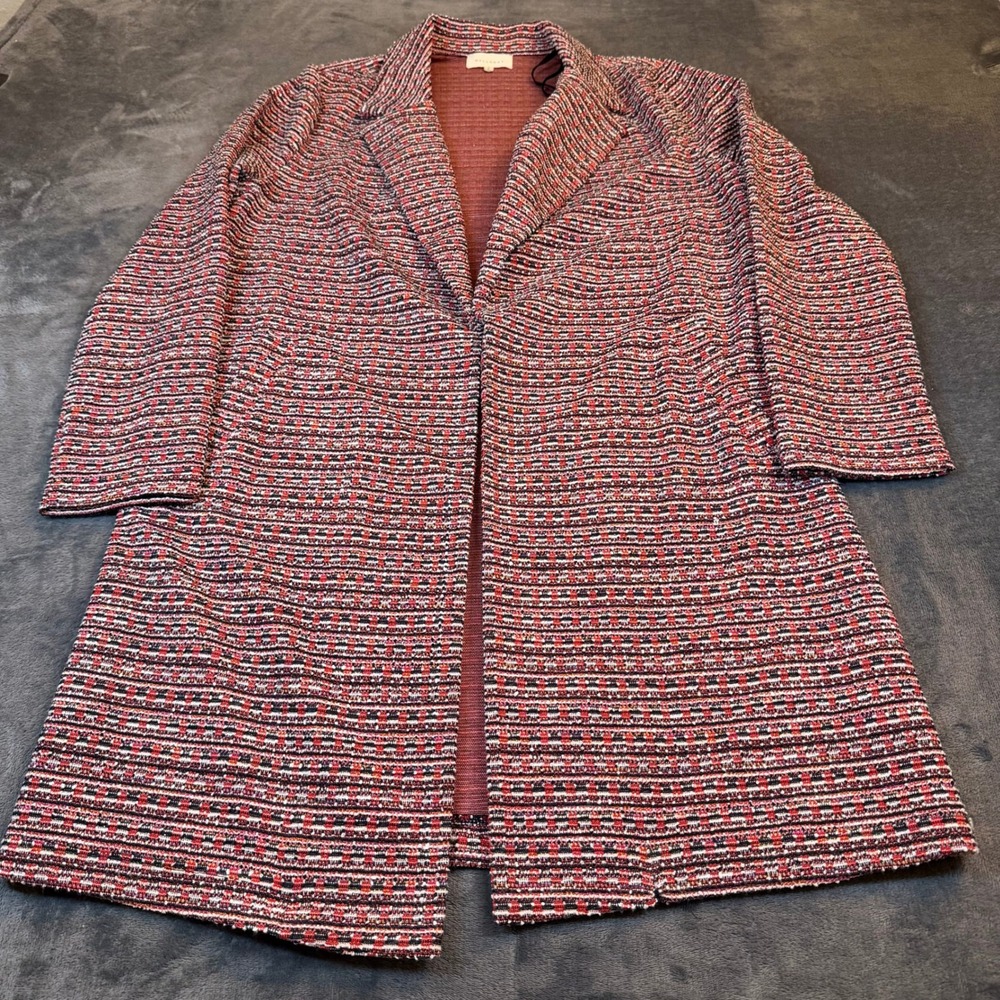 Melloday CKJ181784-CT Blazer Coat Womens Small Red Textured‎ Longline Pocket